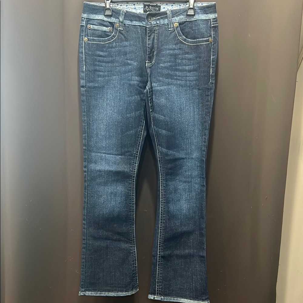 Royalty by YMI, Dark Blue Boot Cut Jeans with Natural Fading
